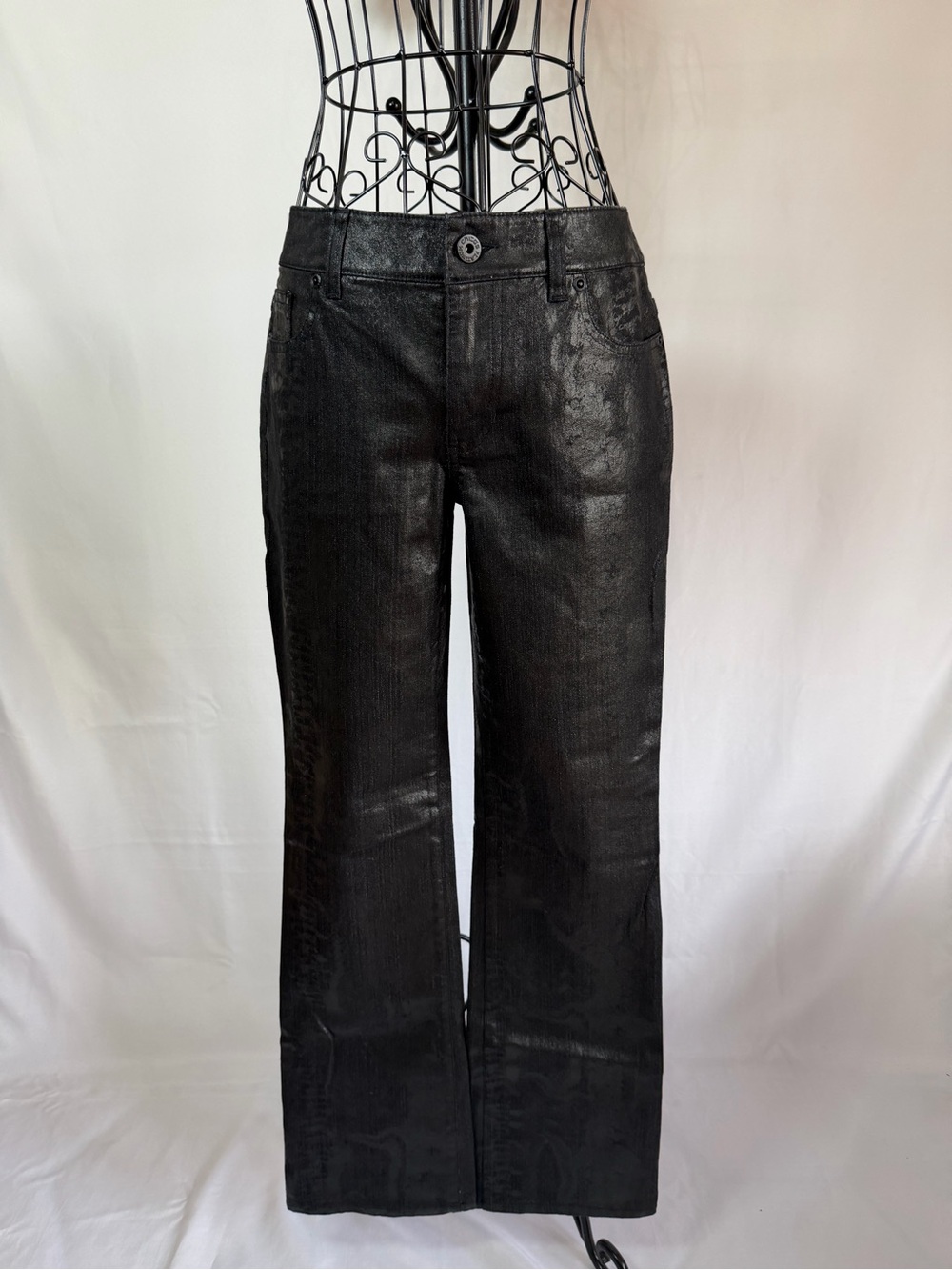 Chico's Black Wide-Leg Jeans with Subtle Sheen
